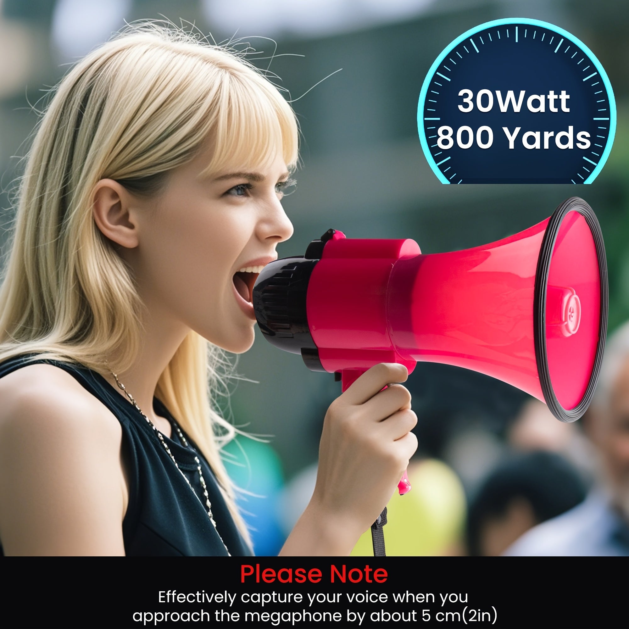 Powerful Megaphone with Siren - Reach up to 731 Metres, Adjustable Volume