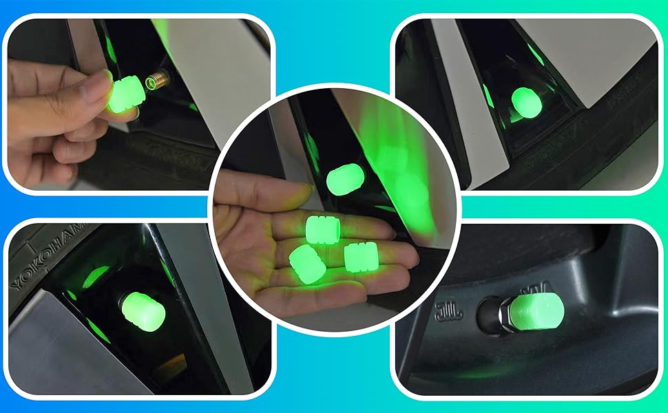 Set of 4 Illuminated Valve Caps with Logo – LuxaGlow