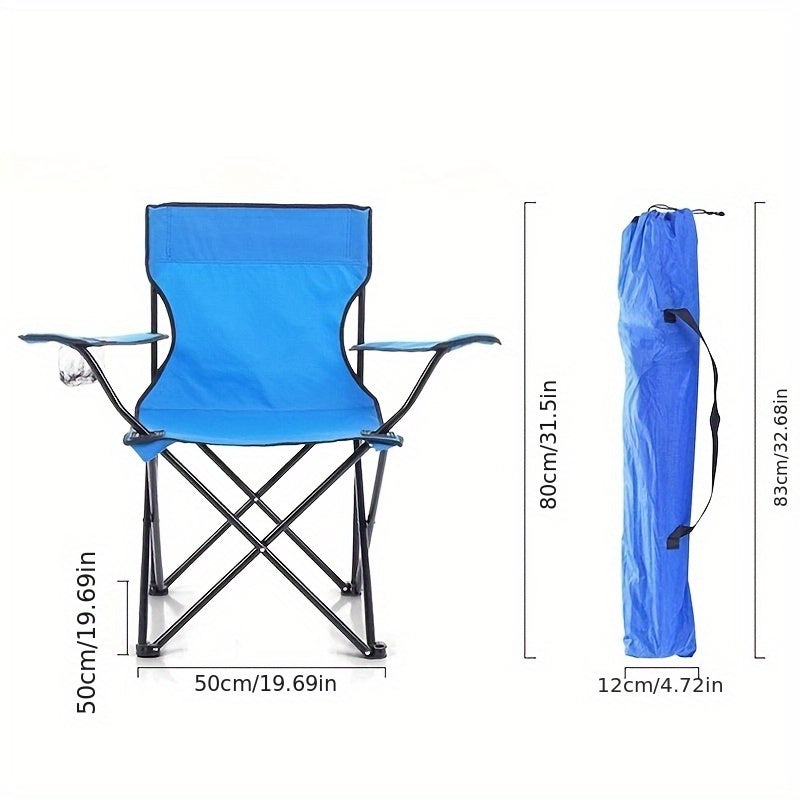 Foldable Camping Chair with Side Pocket - Durable Steel Frame for Outdoor Activities