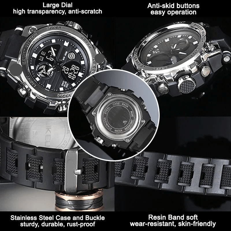 ⌚Sporty Dual-Display Mode Multifunctional Waterproof Illuminated Men's Wristwatch