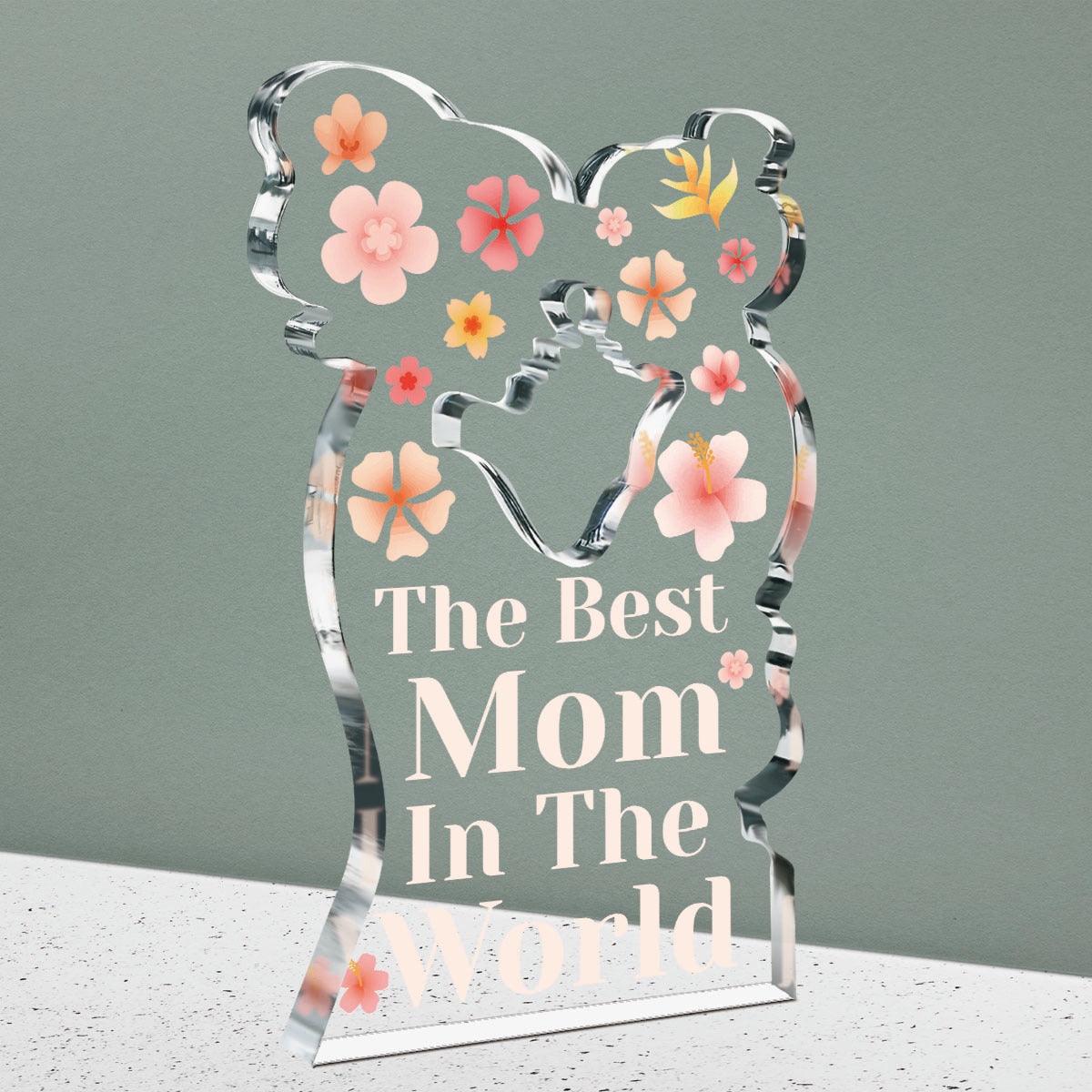 Acrylic Plaque for the Best Mum in the World – Mother and Daughter Hug