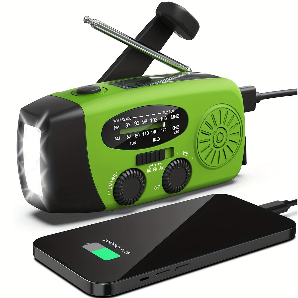 SurvivorPro - Portable Emergency Radio with Power Bank & LED Torch, Solar and USB Rechargeable