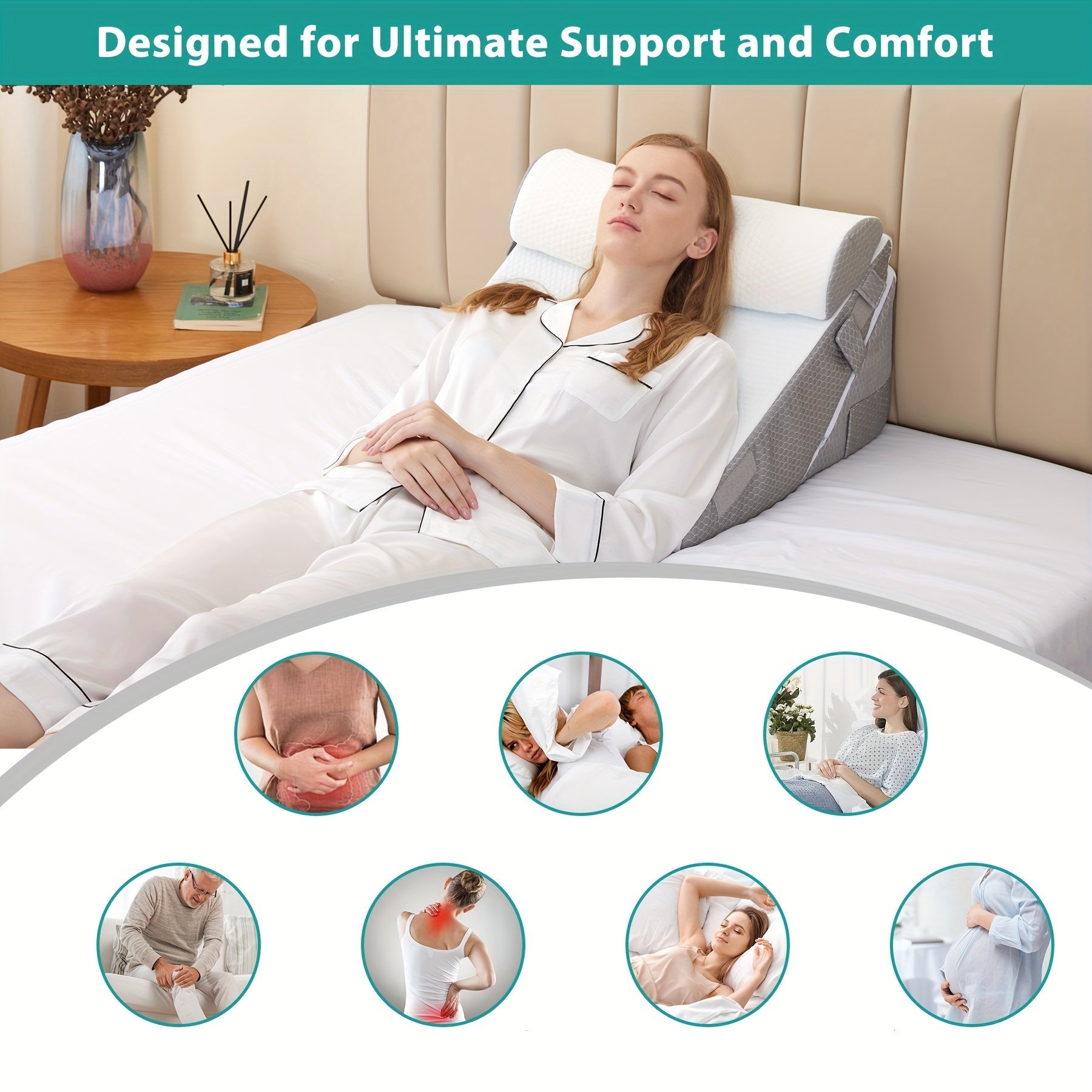RelaxPlus Adjustable Bed Wedge Cushion – Comfort and Support for Recovery