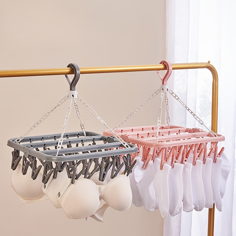 Foldable Drying Rack with Clips – Space-Saving and Practical for Small Laundry