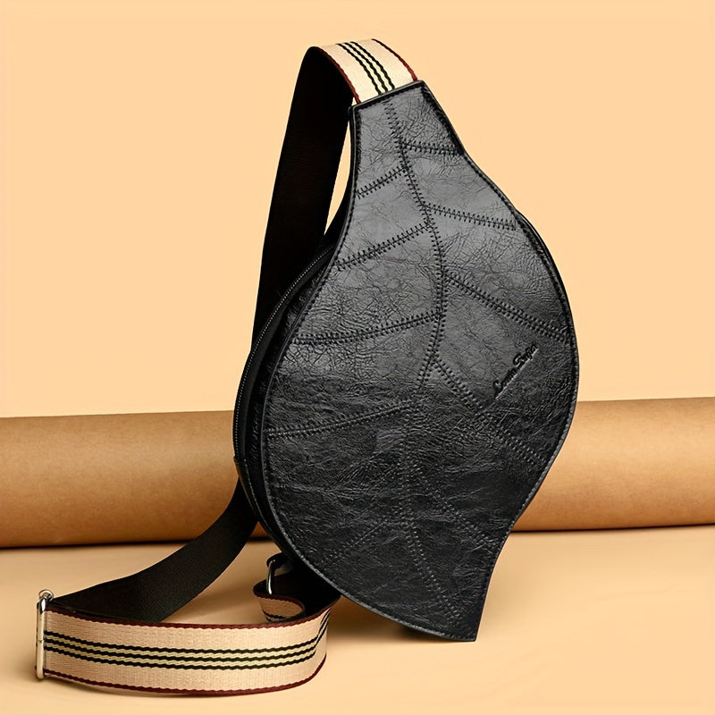 Vintage Faux Leather Crossbody Bag – Adjustable Strap with Buckle Closure