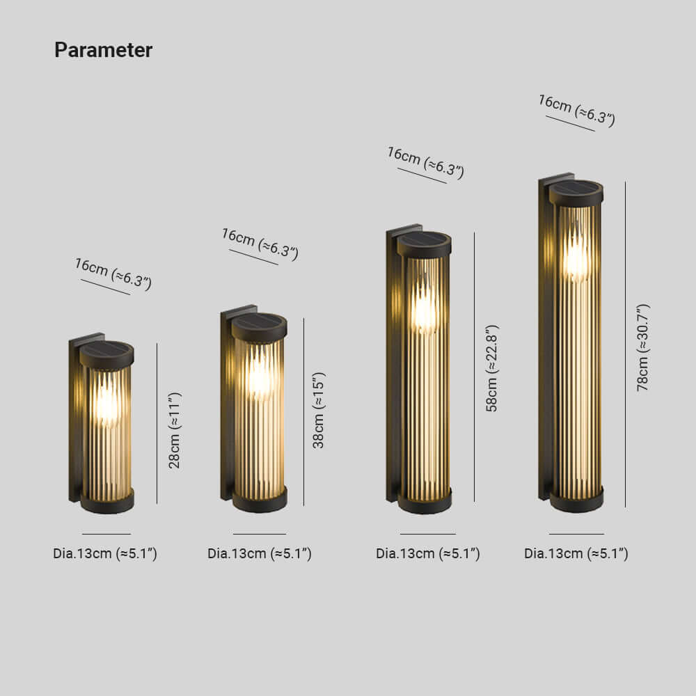 Modern Outdoor Lamp Cylindrical Metal & Glass