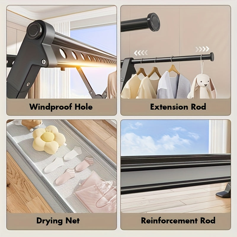 FlexiDry Clothes Drying Rack – Foldable and Spacious with 36 Windproof Holes