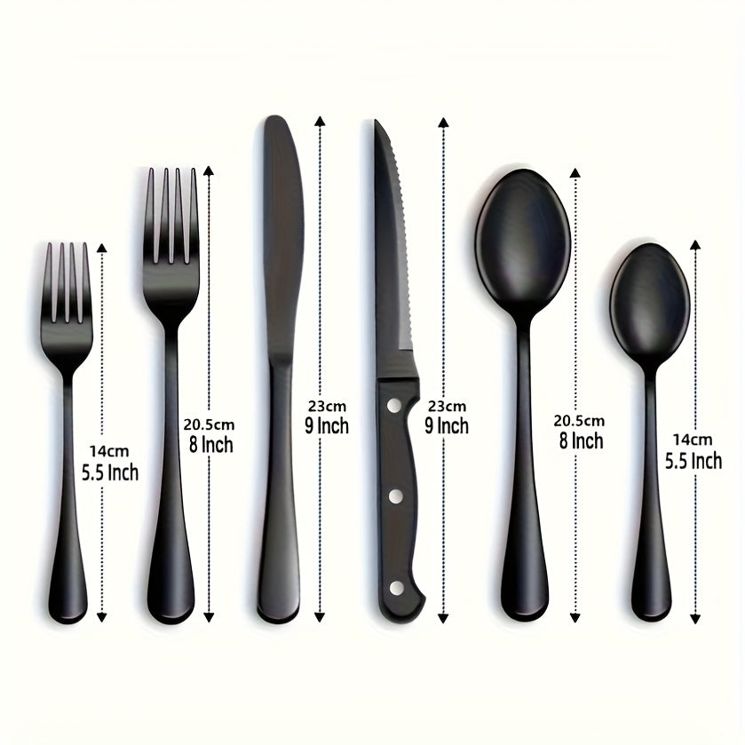 Black Stainless Steel Cutlery Set – Modern Design with High-Quality Finish