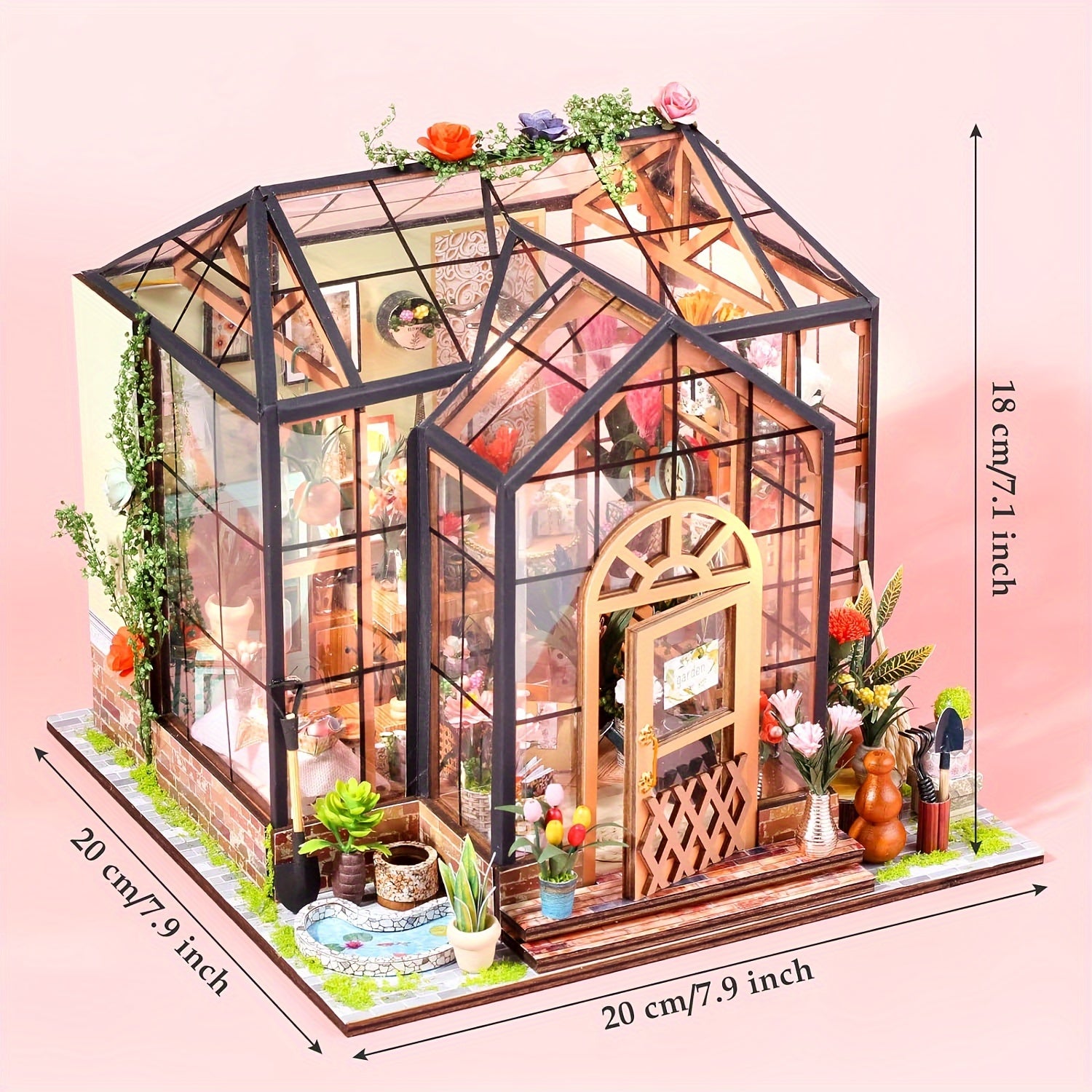 Miniature Greenhouse Book Nook – DIY 3D Model with LED Lighting