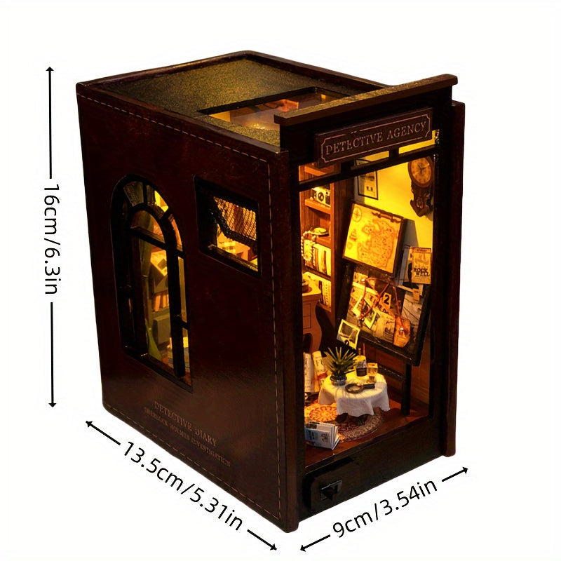 Detective Bureau DIY Miniature House – 3D Puzzle Set with Lighting for Creative Hobbyists
