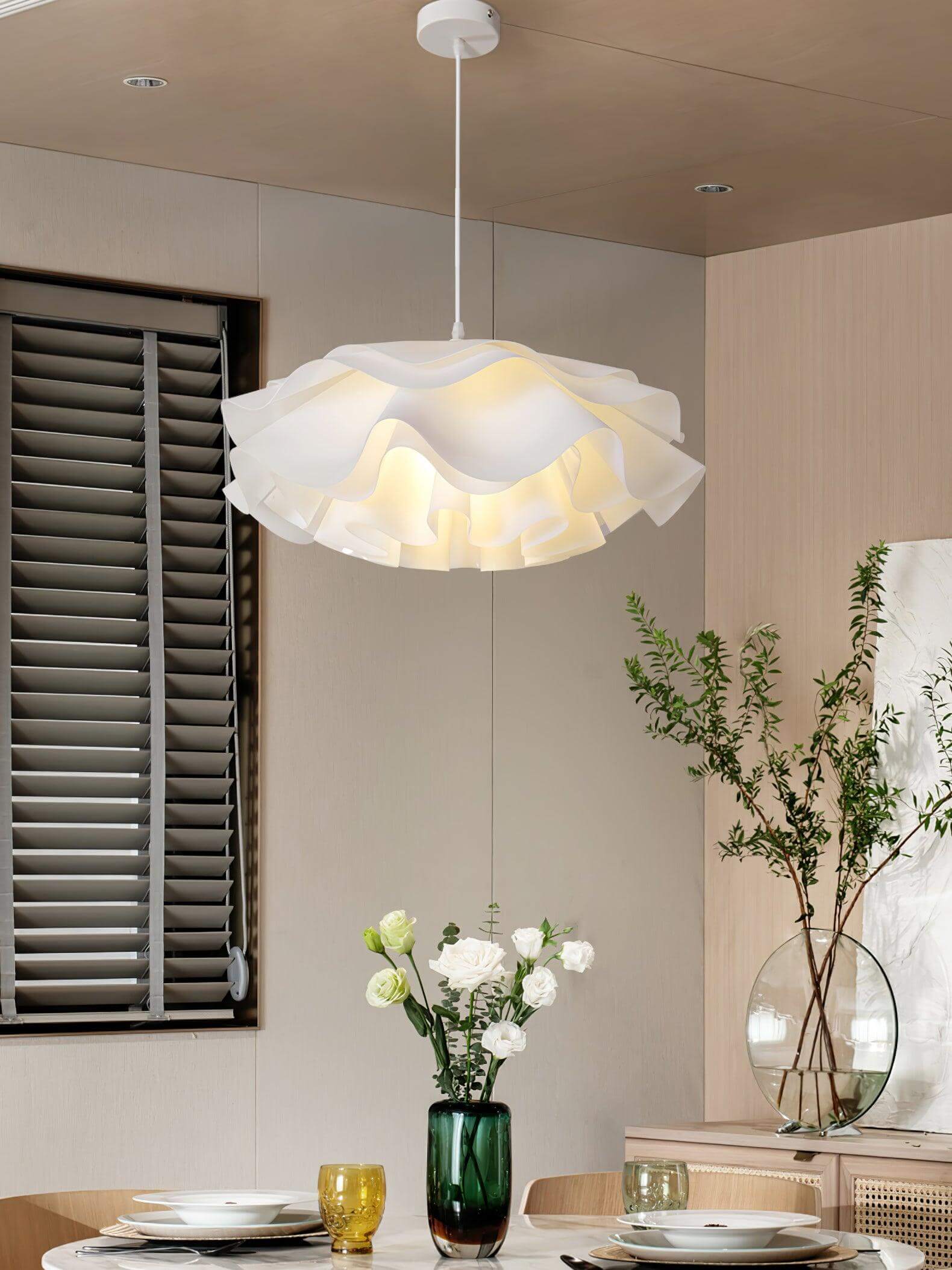Flower-Shaped Pendant Light - White Pendant Light