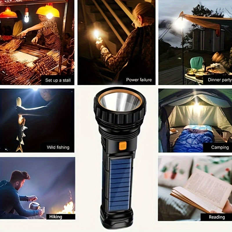 SolarBeam LED Torch - Rechargeable with Solar Panel & USB