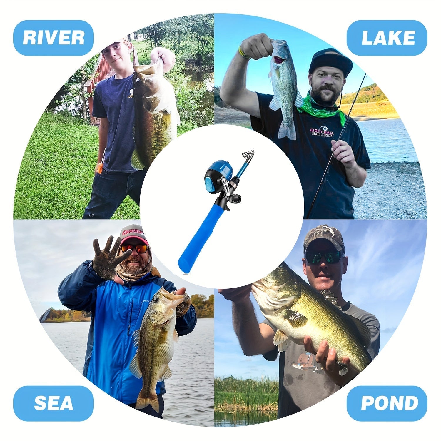 Complete Beginner Telescopic Fishing Rod & Reel Set with Carry Bag and Tackle Box