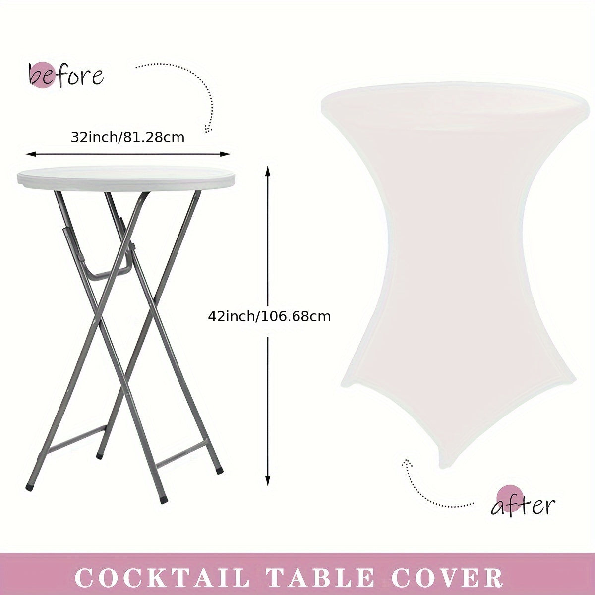 Stretchy Cocktail Table Covers - Solid Colour, Ideal for Parties and Events