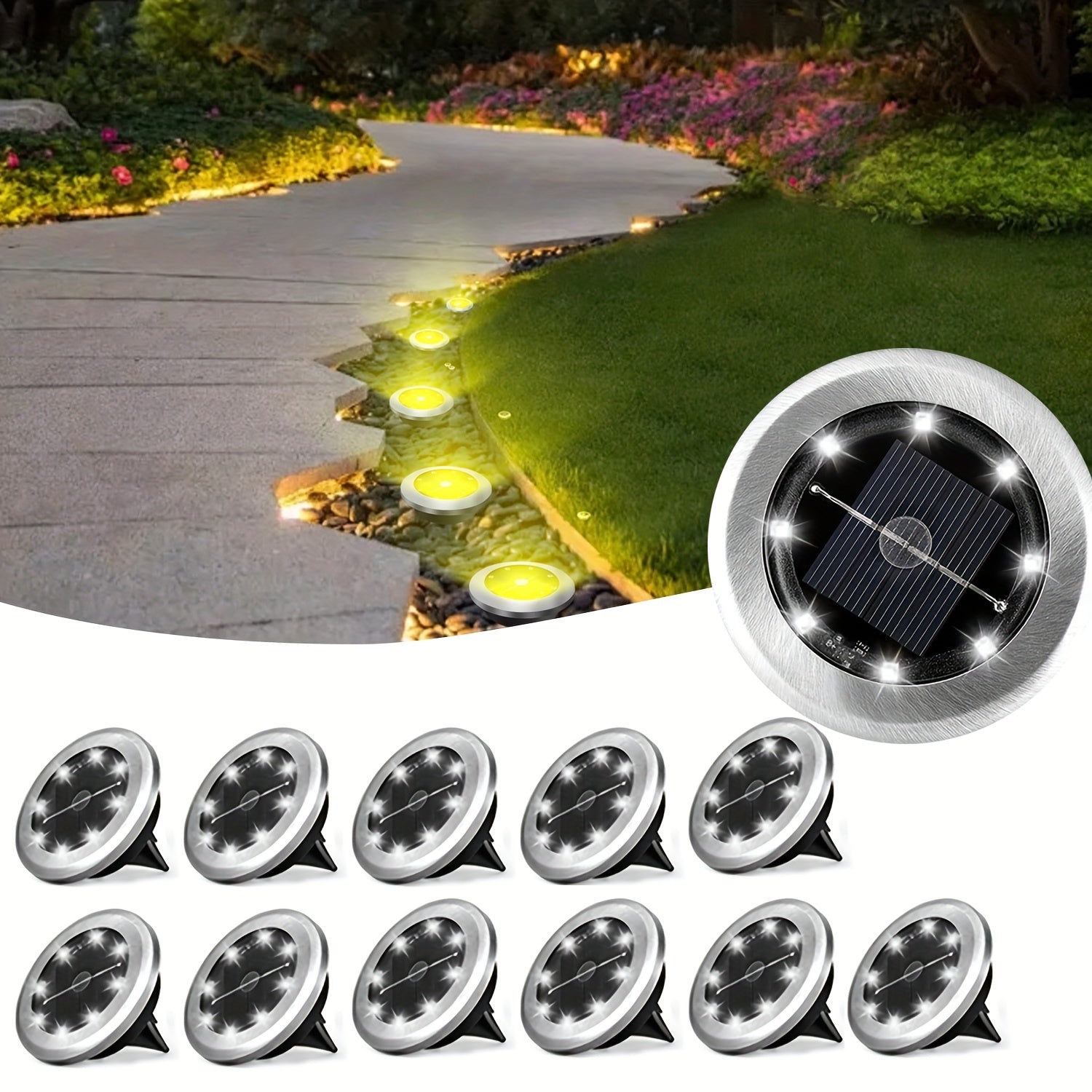 Solar Ground Spotlight – Geometric Stainless Steel Design for Gardens and Paths