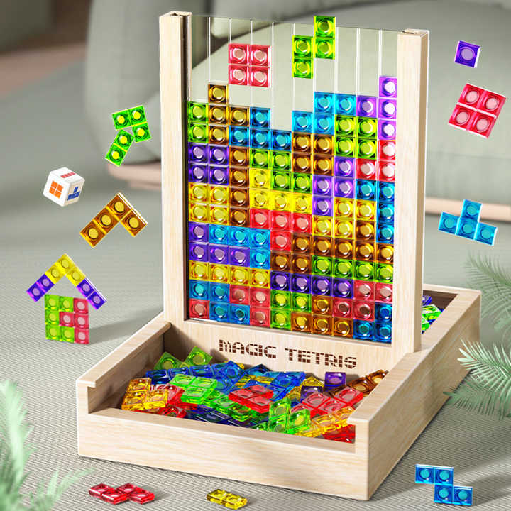 Ecoblock Tetris Board – Wooden Puzzle Game for Kids and Adults – Sustainable Brain Training Fun