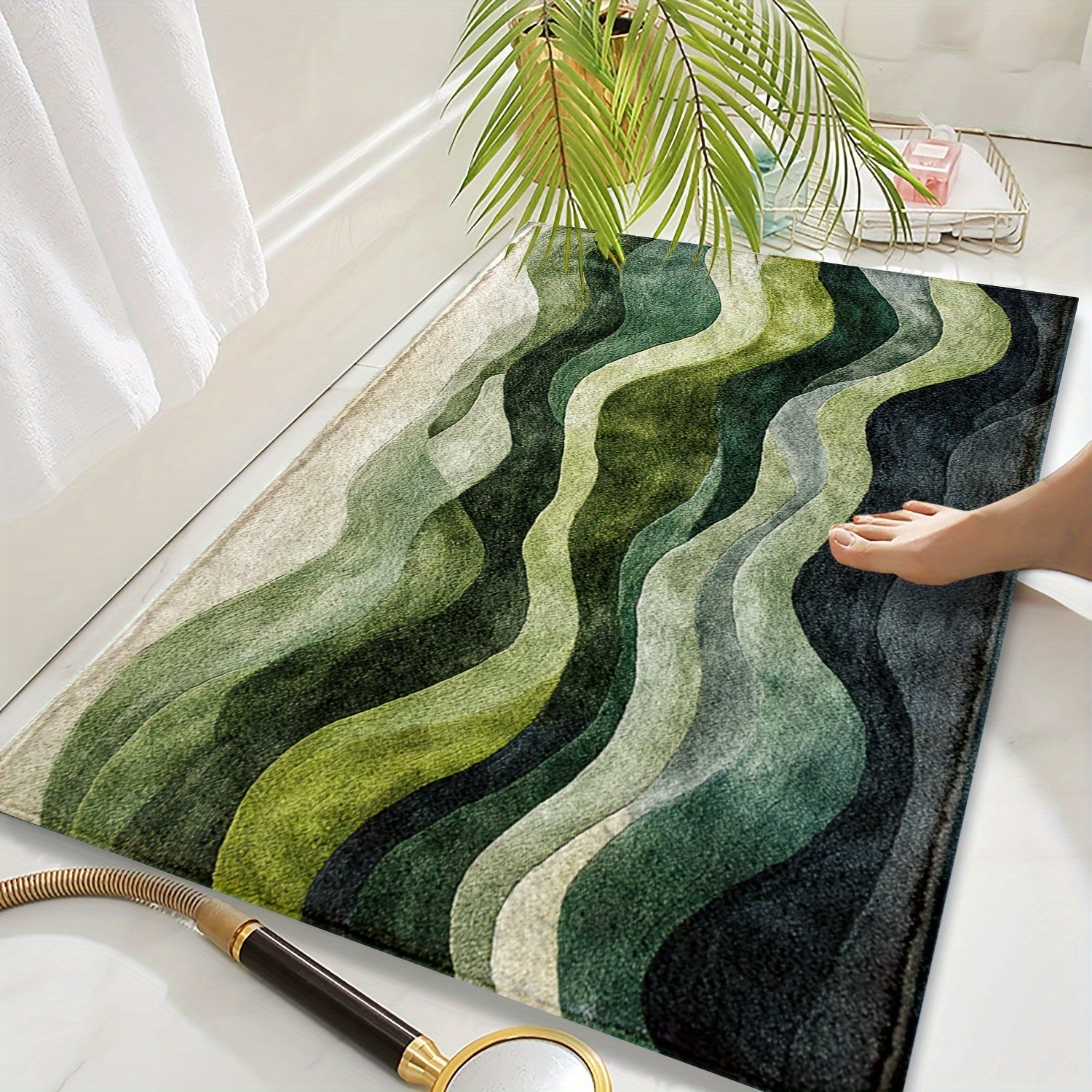 Geometric Wave Bath Mat – Perfect for Bathroom or Entrance
