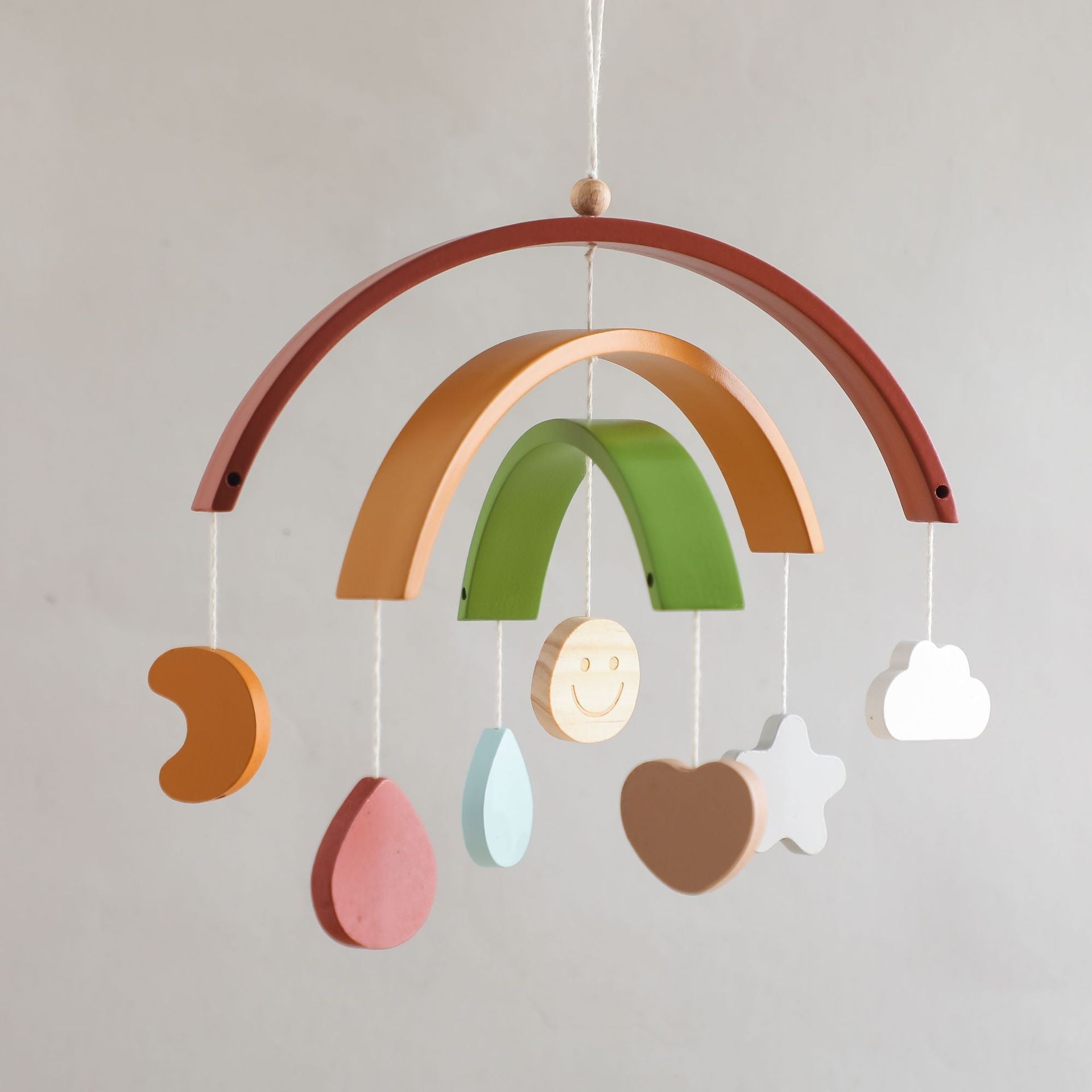 Sensory Wooden Mobile for Babies with Shapes and Colour Stimuli
