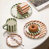 RetroChic Ceramic Coffee Set | Durable hand-painted mug and saucer for sophisticated beverage moments