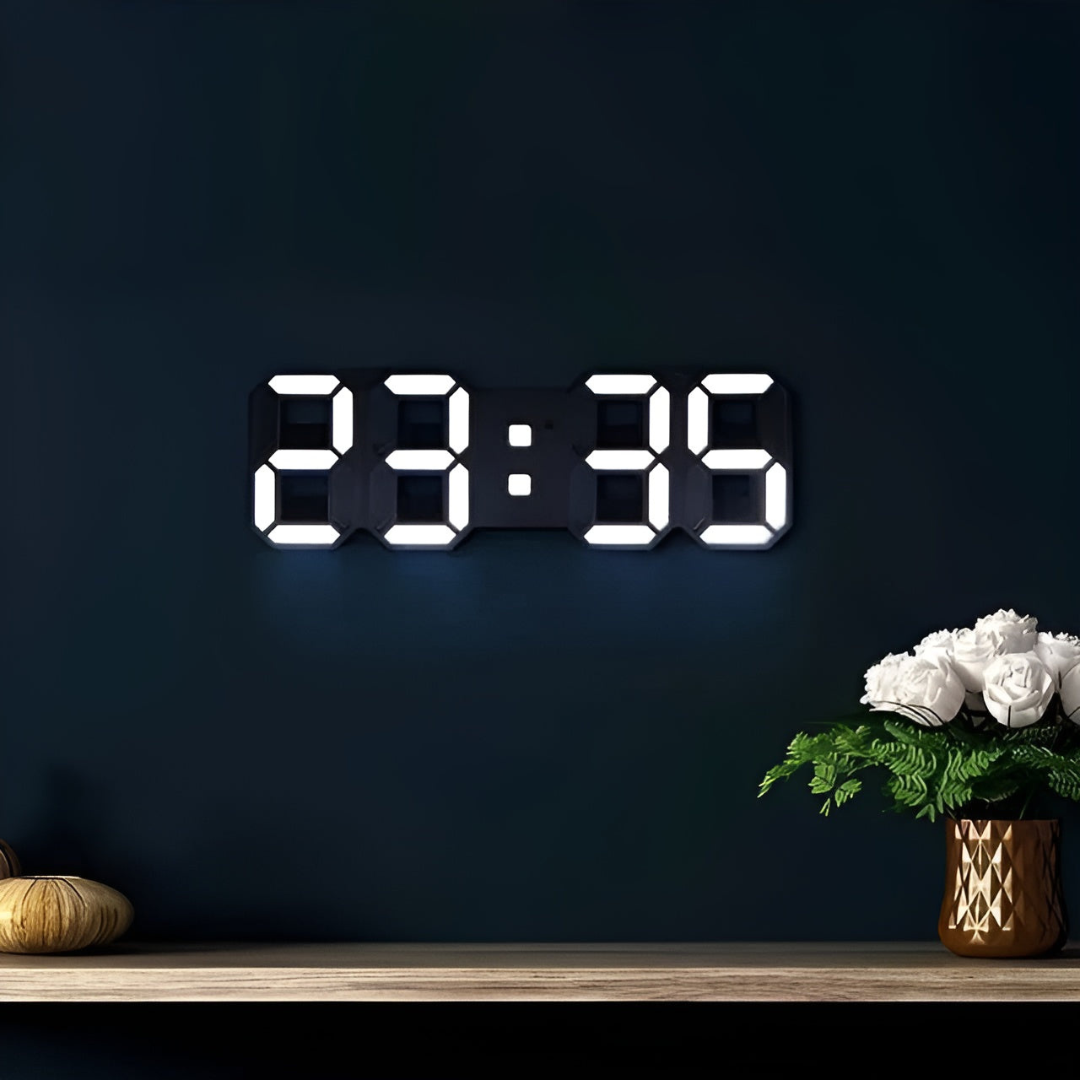 Futuristic LED Wall Clock – Minimalist Design with Smart Time Display