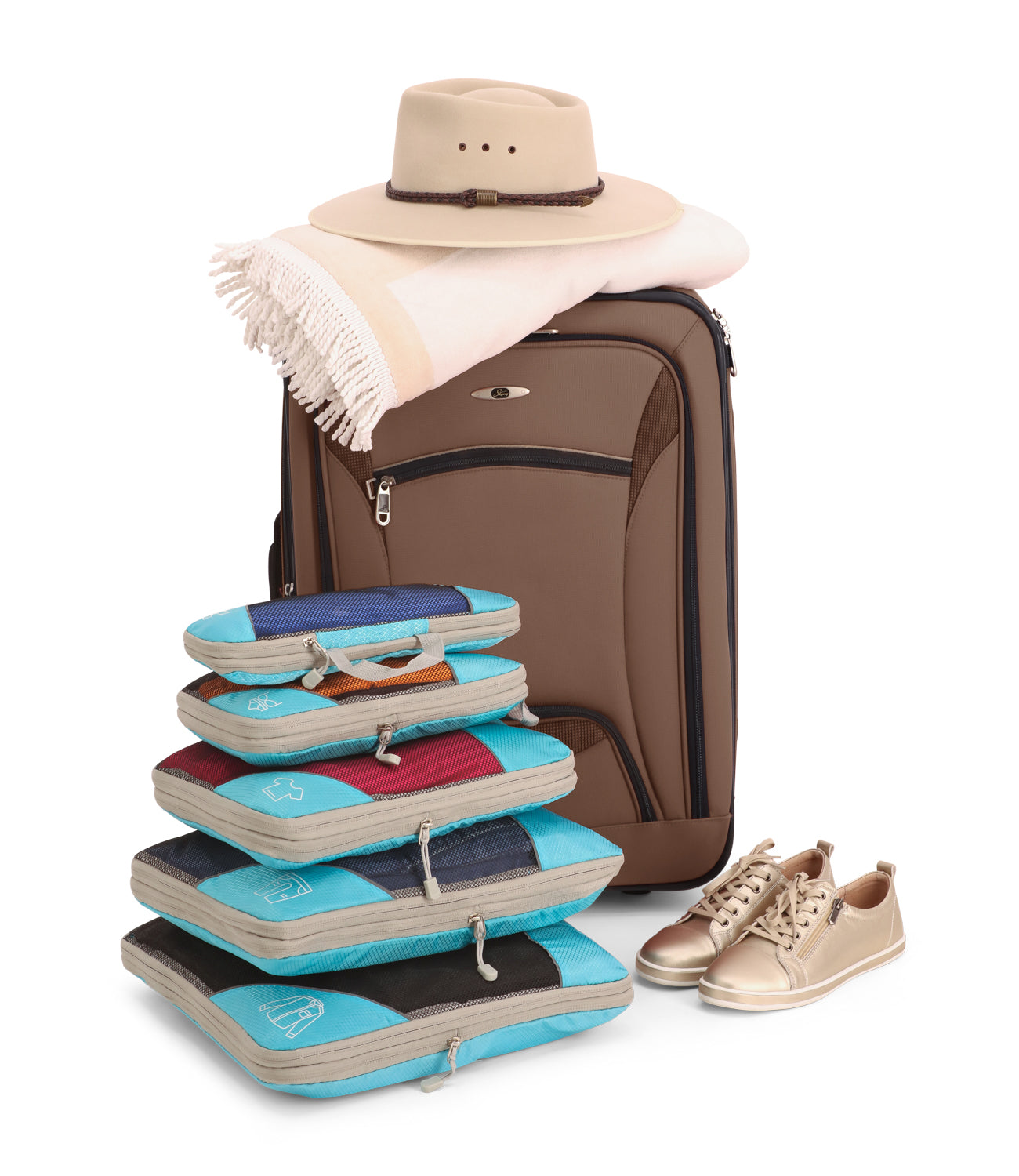 Compression Travel Organisers | Smart Packing Solution | Space-Saving Travel Cubes | Perfect for Holidays & Business Trips | 5-Piece Set | Lightweight & Durable | Maximum Space Saving | Adventurous Travel Companions