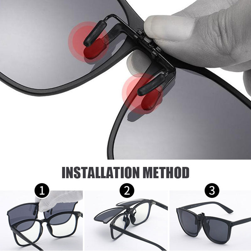 New Polarised Clip-On Folding Sunglasses