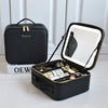 GlowLuxe LED Vanity Case | Portable beauty organizer with adjustable LED mirror for flawless