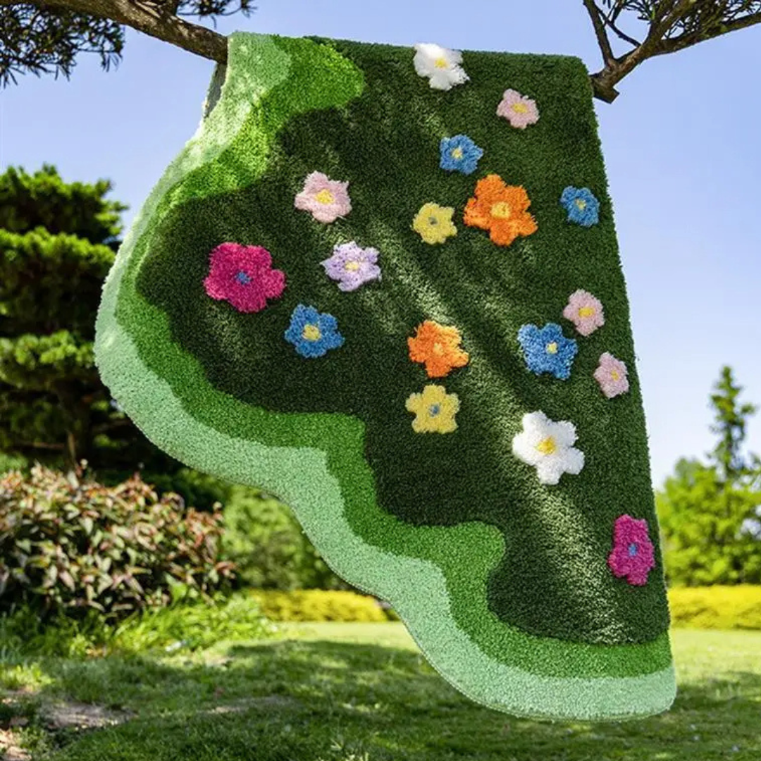 GardenGlow Bloemen Vloerkussen | Zachte vloermat met bloemenpatroon voor woonkamer, slaapkamer en ha