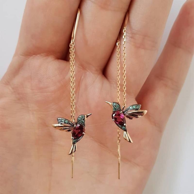 Sandsberg Elegant Hummingbird Rhinestone Stud Earrings