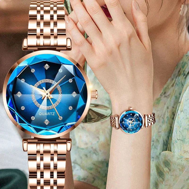 Waterproof Ladies' Watch with Starry Diamond Dial