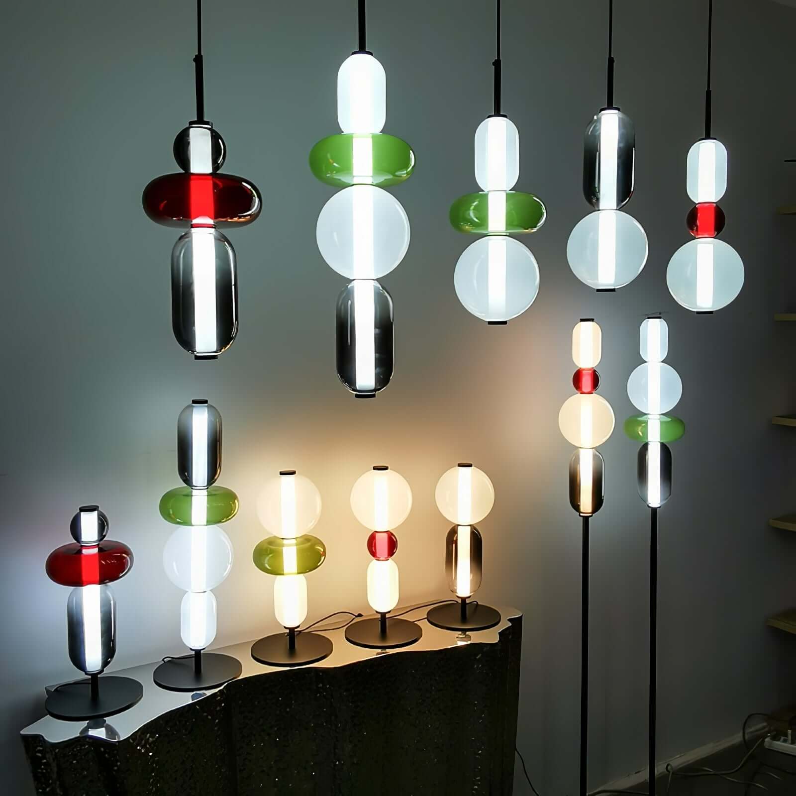 Modern Pendant Light with Coloured Glass