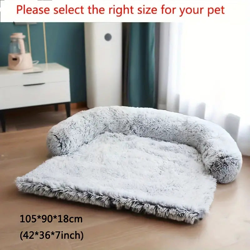 Plush Dog Bed with Removable Washable Cover - Soft and Multifunctional Sleeping Mat for Large, Medium and Small Dogs