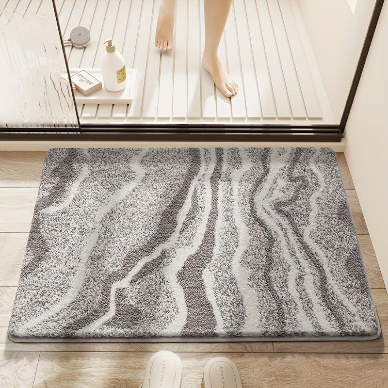 Fluffy Flocking Bath Mat – Absorbent and Soft for Bathroom or Kitchen