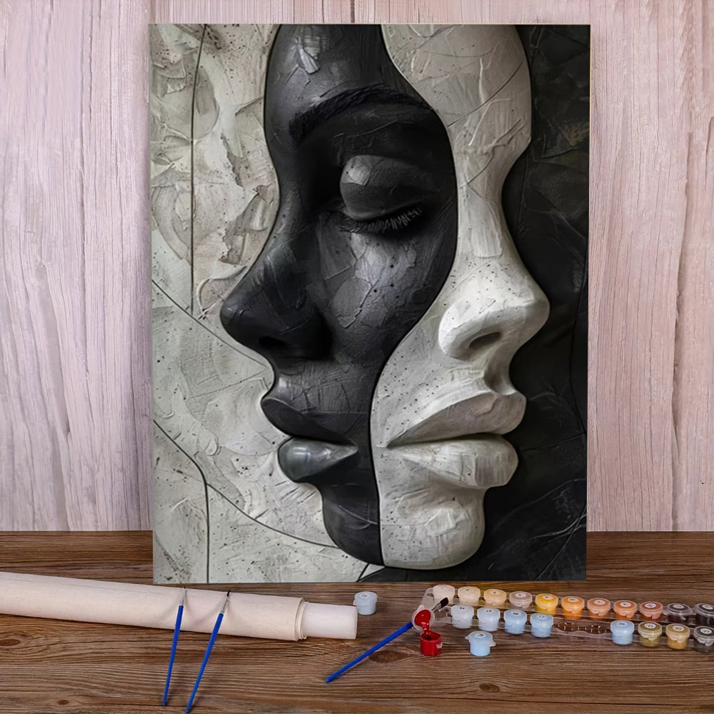 Abstract Female 3D Portrait – DIY Canvas Set for Art Lovers