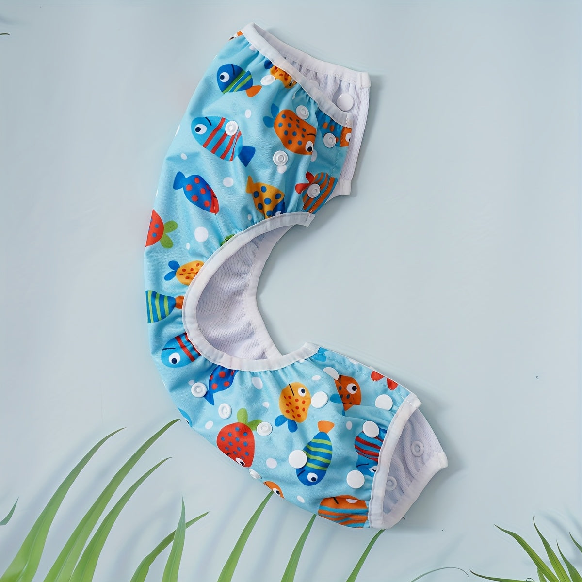 Adjustable Washable Swim Nappy for Babies – Leak-proof with Fish Print