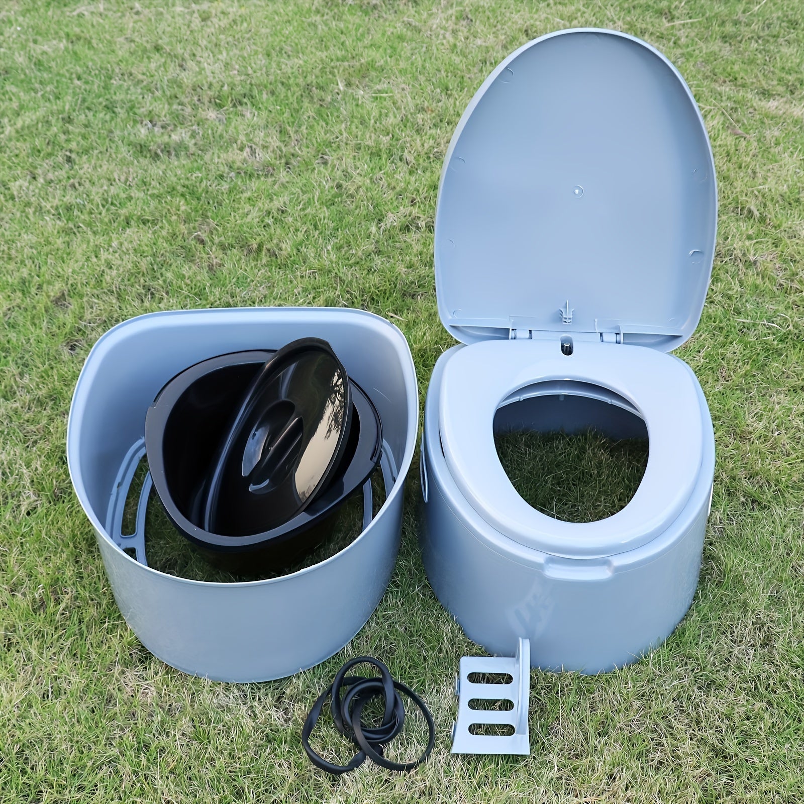 Portable Grey PVC Toilet - Comfortable and Convenient for Camping and Emergency Use