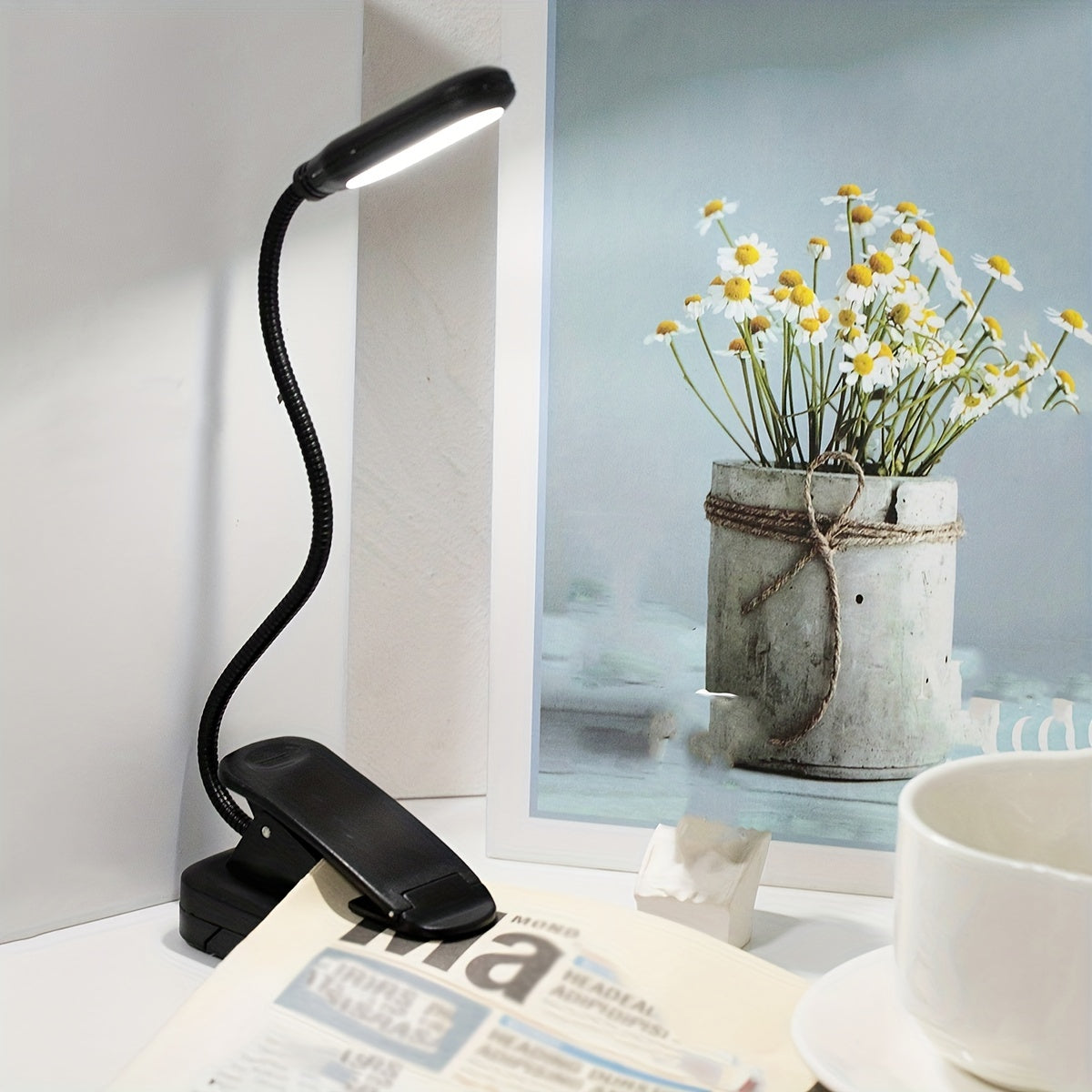 Flexible Clip Lamp - Portable Reading Light with Adjustable Neck for Home or Travel