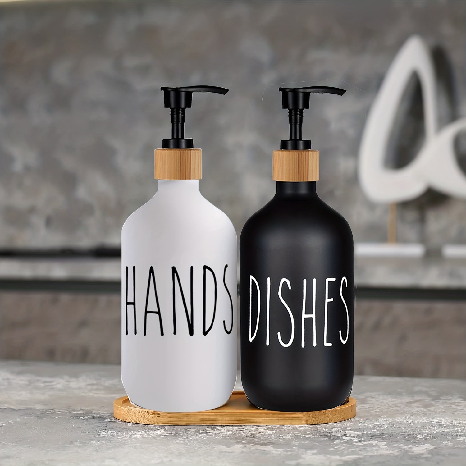 Modern Soap Dispenser with Wooden Tray - For a Stylish Bathroom