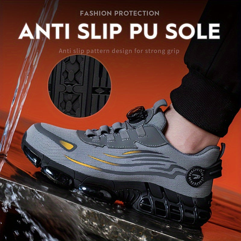 Safe Work Shoes for Men - Breathable and Slip-Resistant with Rotating Buckle