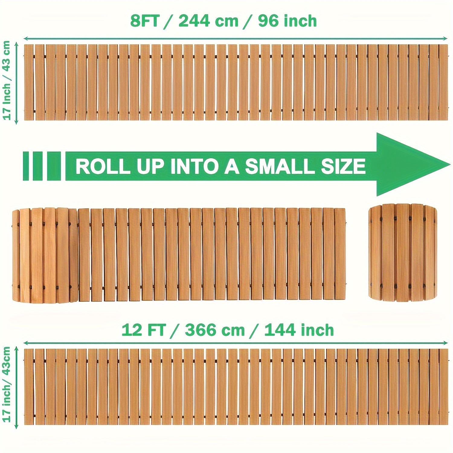 Rollable Wooden Garden Path Mat – Durable Outdoor Mat with Non-Slip Protection