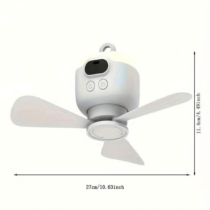 USB Rechargeable Hanging Fan – Portable with LED Light