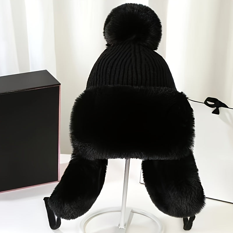 Warm Bomber Hat with Ear Flaps - For Cold Winter Days