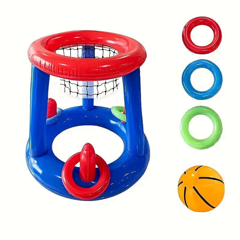 Inflatable Pool Basketball Set – Hoop, Ball, and Rings Included