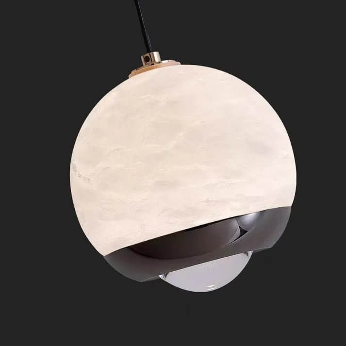 Pendant Light - Alabaster Glass Sphere with Marble Base