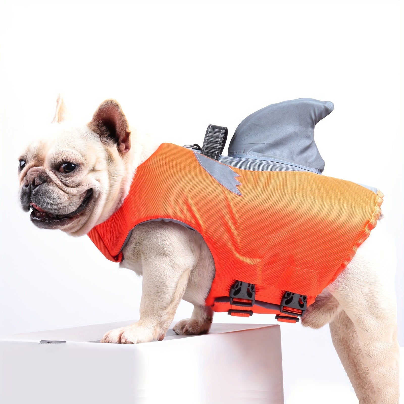 Reflective Shark Dog Swimsuit – Safety Vest for Pets with Handle and Adjustable Straps