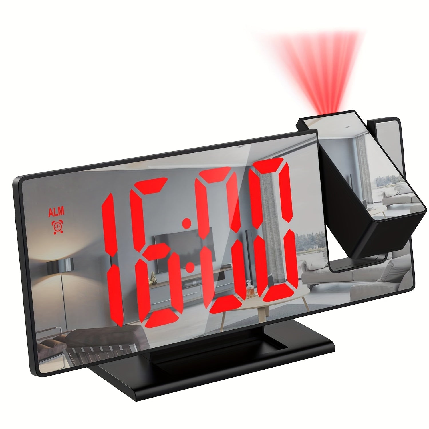 LED Projection Alarm Clock with 180° Adjustable Projection – Clear Display and Snooze Function for Bedroom or Office