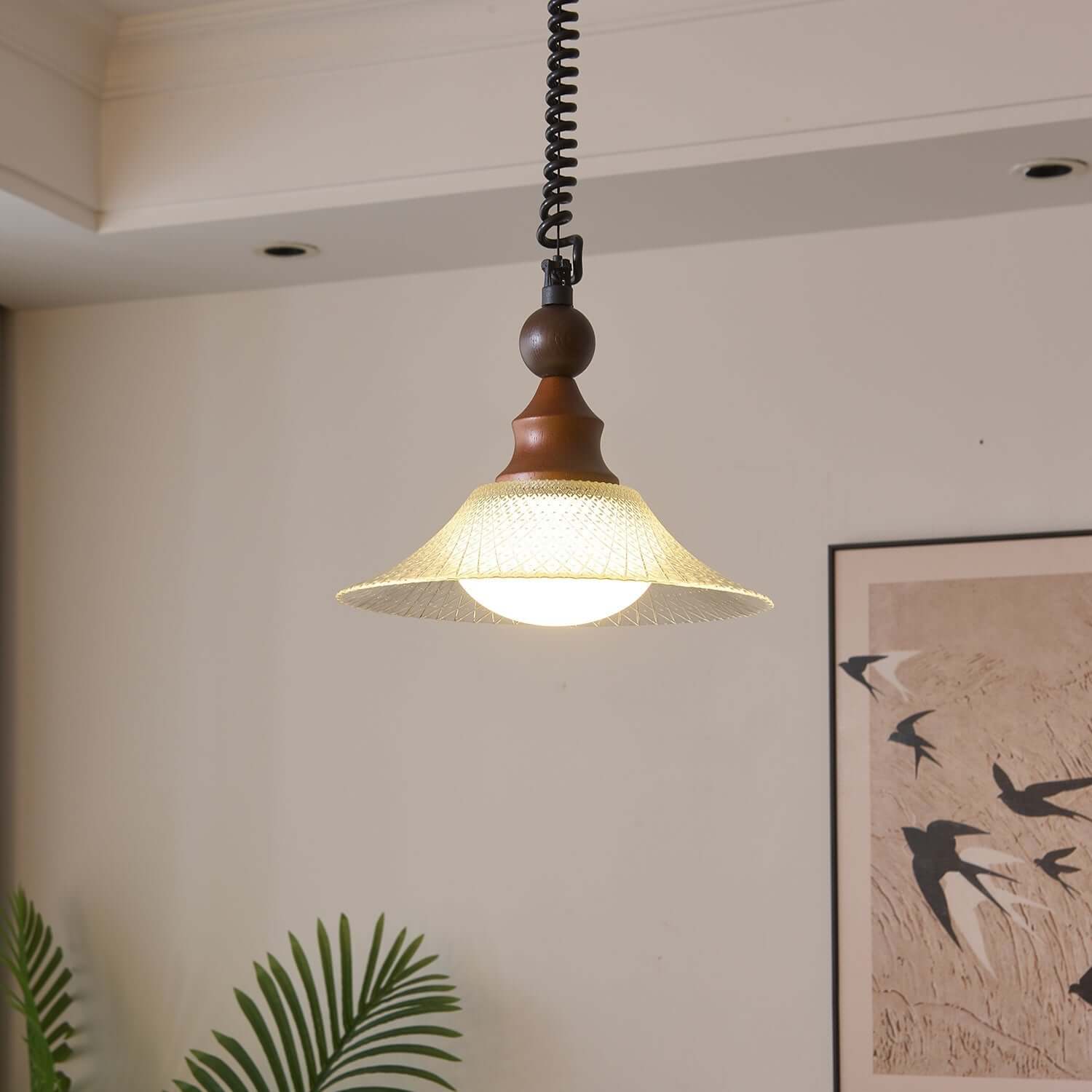 Pendant Light with Wooden Accents