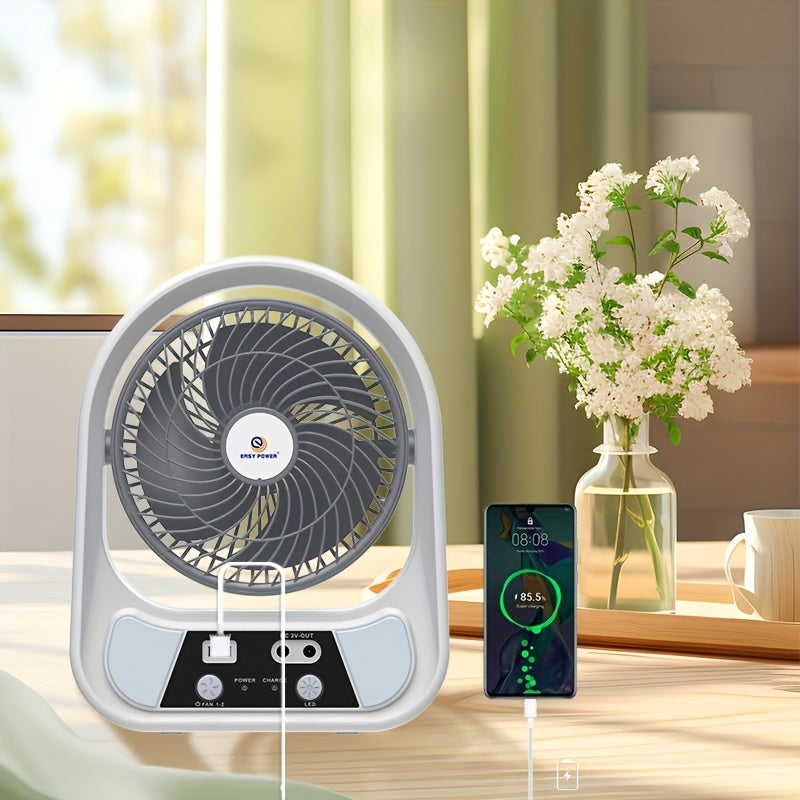 Portable Solar Energy Fan and Night Light – Multifunctional and Rechargeable