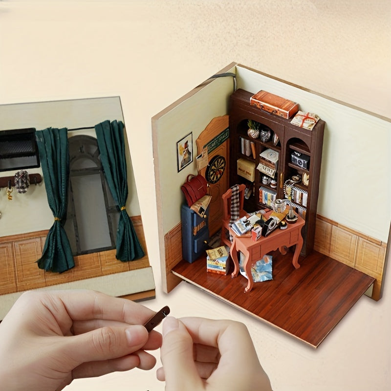 Detective Bureau DIY Miniature House – 3D Puzzle Set with Lighting for Creative Hobbyists