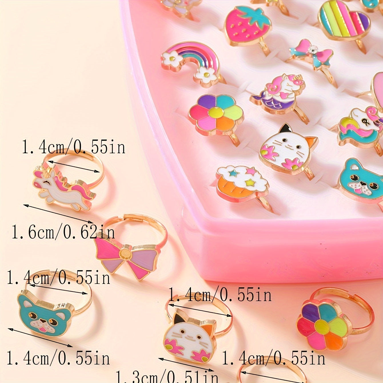 Lola Magical Princess Rings Set - 36 Adjustable Rings for Girls